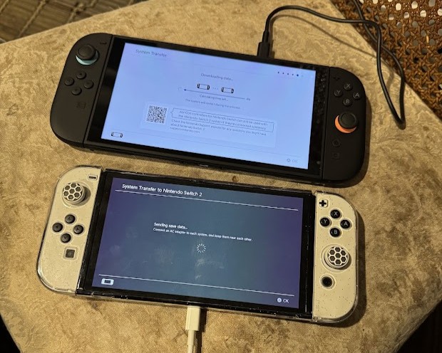 a nintendo switch oled data transfer to nintendo switch two in progress